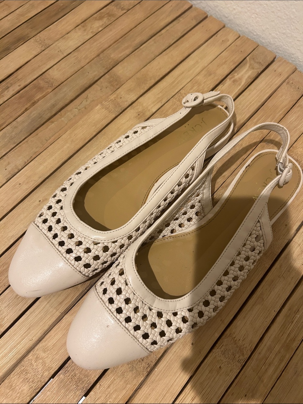 Women’s cream Woven Slingback Flats